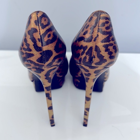 YVES SAINT LAURENT YSL JANIS 105 PLATFORM Animal Print HEELS - Picture 5 of 6